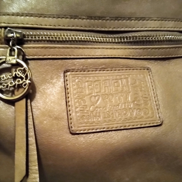 Coach Poppy Gold/Light Brown Leather Hobo Bag - Picture 4 of 6